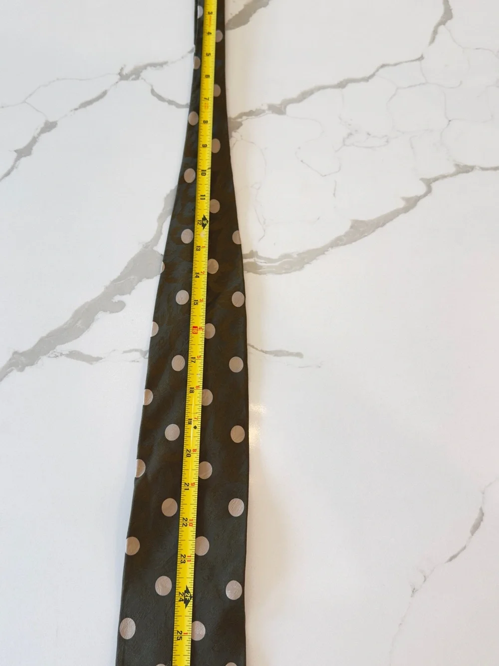 CARLO PALAZZI Men's Olive Green Polka Dot Tie with Cream Dots